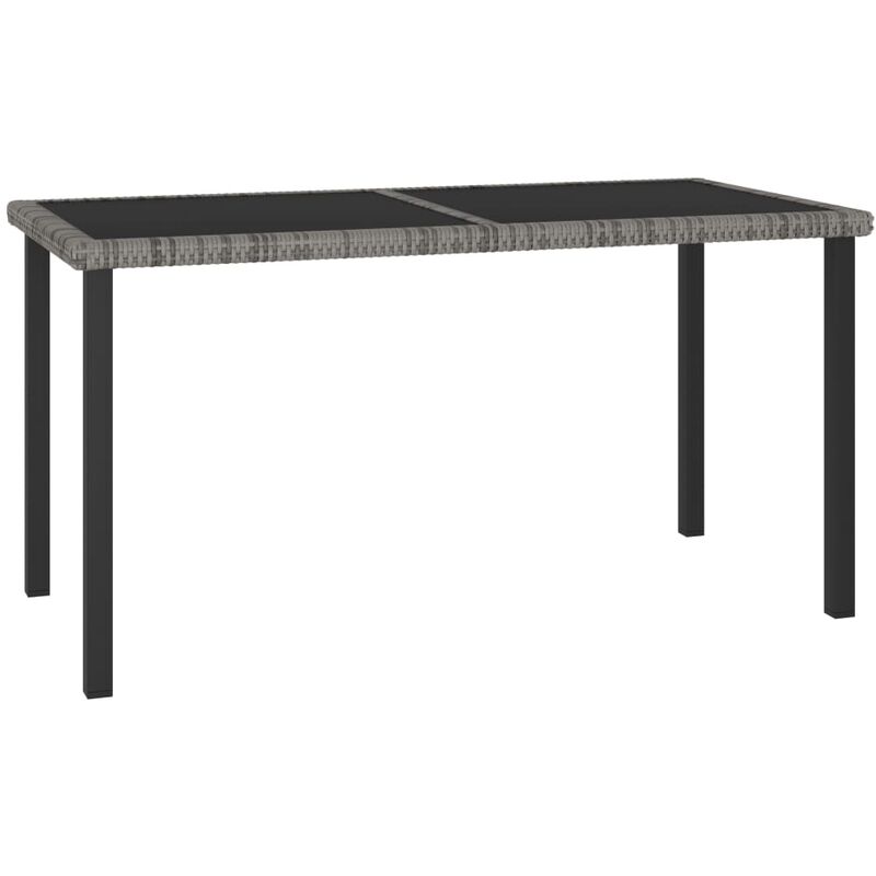 

Mesa de comedor para jardín ratán sintético gris 140x70x73 cm