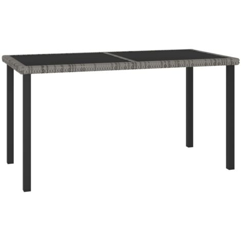 Mesa de comedor para jardín ratán sintético gris 140x70x73 cm