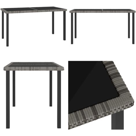 Mesa de comedor para jardín ratán sintético gris 140x70x73 cm - Mesa de comedor - Ratán sintético