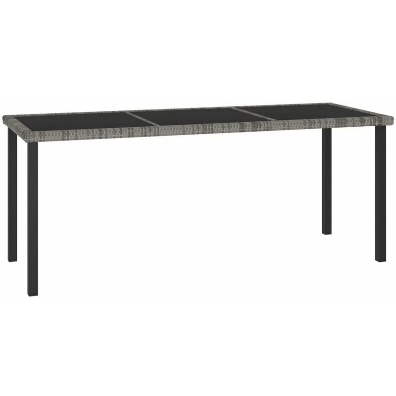

Mesa de comedor para jardin ratan sintetico gris 180x70x73 cm