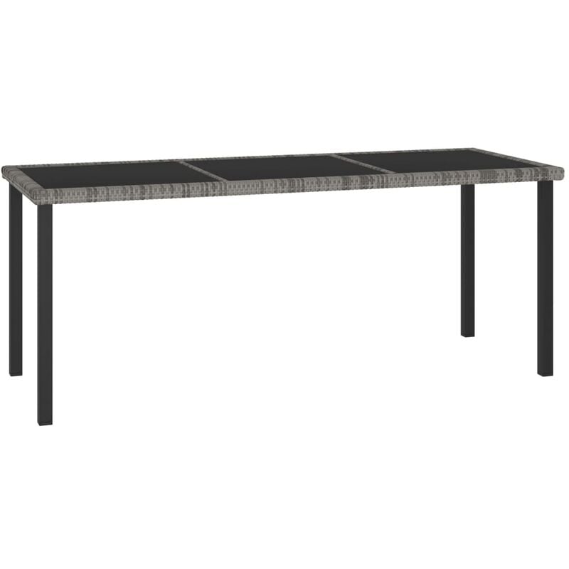 

Mesa de comedor para jardín ratán sintético gris 180x70x73 cm