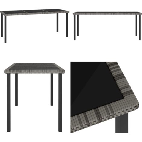 Mesa de comedor para jardín ratán sintético gris 180x70x73 cm - Mesa de comedor - Ratán sintético