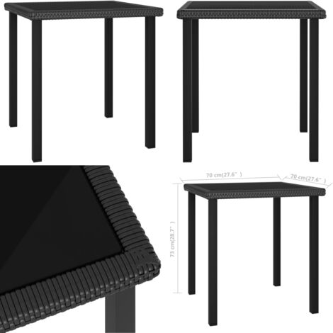 Mesa de comedor para jardín ratán sintético negro 70x70x73 cm - Mesa de comedor - Ratán sintético