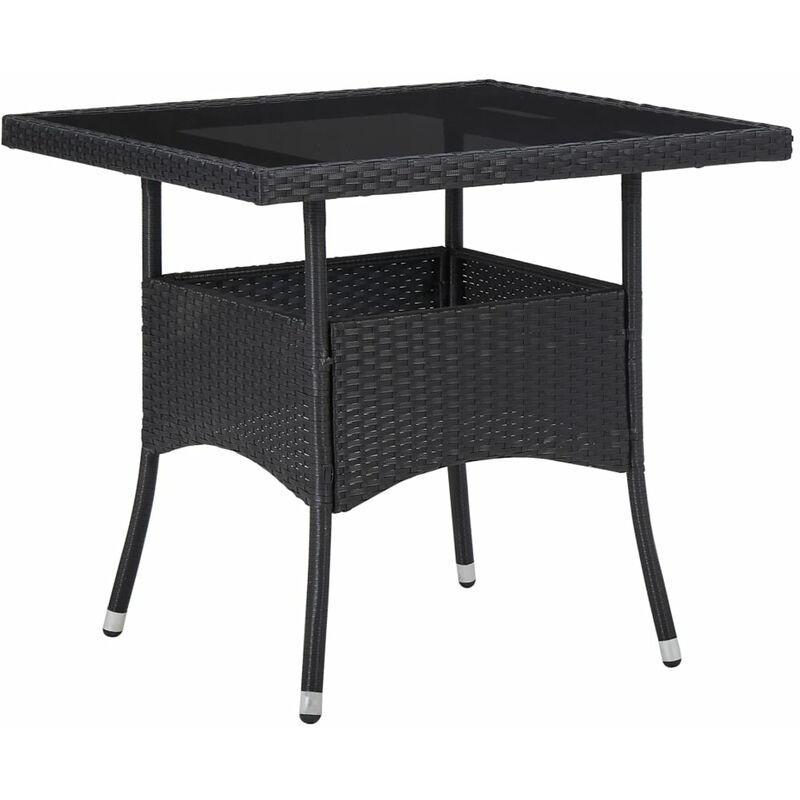 

Mesa de comedor para jardin ratan sintetico y vidrio negro