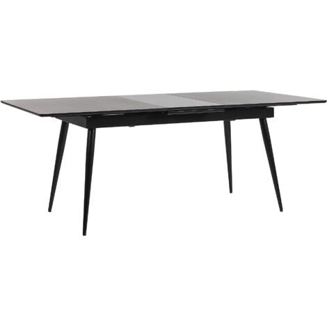 Mesa de comedor patas de metal MDF negro extensible 160/200 x 90 cm para 6 personas diseño minimalista Maldon
