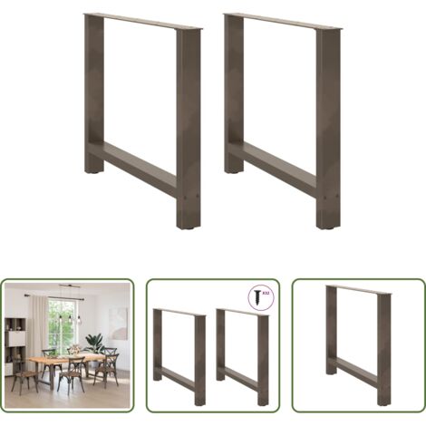 Mesa de comedor -  Patas para mesa de comedor de acero natural (2 unidades, 100 x 72-73 cm)