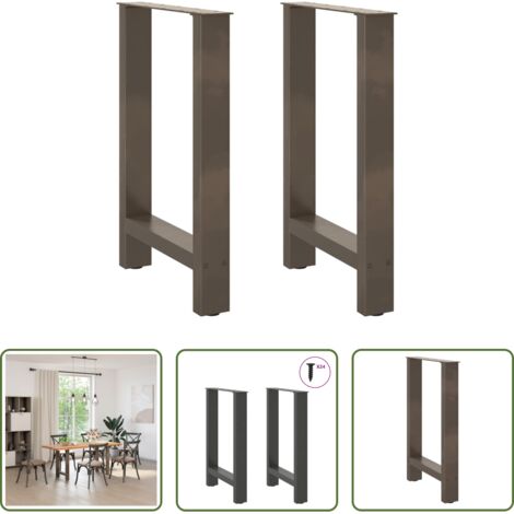 Mesa de comedor - Patas para mesa de comedor de acero natural (2 unidades, 50 x 72-73 cm)