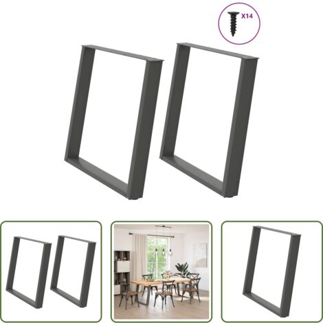 Mesa de comedor - Patas para mesa de comedor en forma de U (2 unidades), antracita, 100 x (72-73) cm, acero