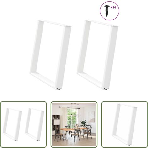 Mesa de comedor -  Patas para mesa de comedor en forma de U (2 unidades), color blanco, 80 x (72-73) cm, acero