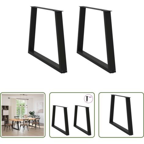 Mesa de comedor - Patas para mesa de comedor en forma de V (2 unidades), color negro, 90 x (72-73,3) cm, acero