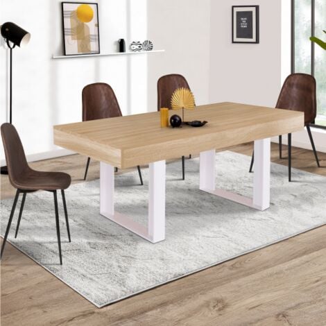 Mesa de comedor PHOENIX para 6 en madera y blanco 160 cm