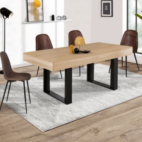 IDMARKET Mesa de comedor PHOENIX para 6 en madera y negro 160 cm