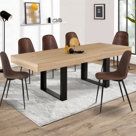 Mesa de comedor PHOENIX para 8 en madera y negro 200 cm