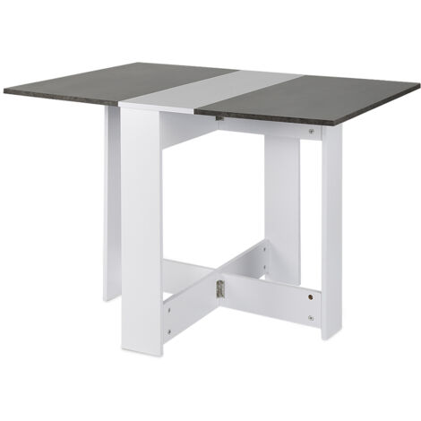 Mesa de Comedor Plegable Madera 2 Estantes Cocina, /Salón/escritorio,Suelo blanco + mezclado