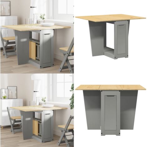 Mesa de comedor plegable mariposa Corona madera maciza gris - Mesa de comedor extensible - Mesa de comedor de madera