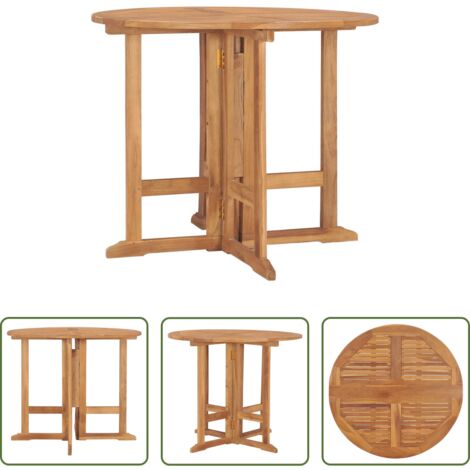 Mesa de comedor plegable -  Mesa de comedor plegable para jardín madera de teca Ø90x75 cm