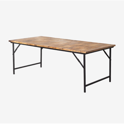 Mesa de comedor rectangular 200x100 cm plegable en madera de mango y hierro Fer SKLUM             