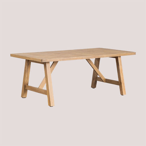 Mesa de Comedor Plegable Rectangular en Madera Reciclada y Acero (200x100  cm) Fer - SKLUM