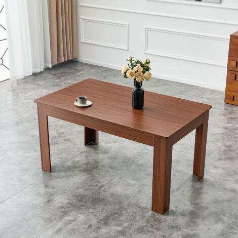 Mesa de comedor rectangular extensible con 2 extensiones, nogal