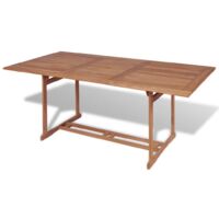 Mesa de comedor rectangular para exterior de teca 180x90x75 cm