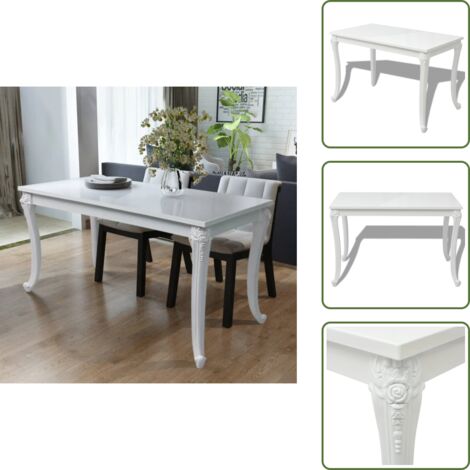 Mesa de comedor rectangular - vidaXL Mesa de comedor blanco brillante 116x66x76 cm -