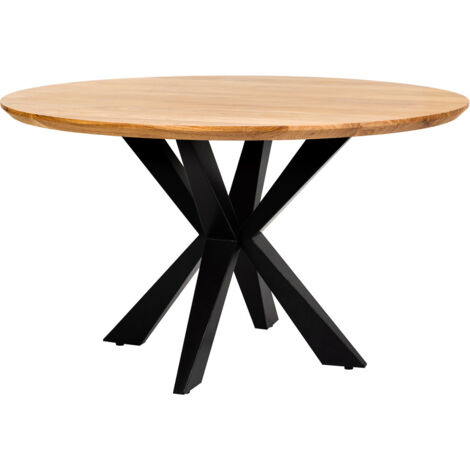 Mesa de comedor redonda borde suizo de madera de acacia D130x77
