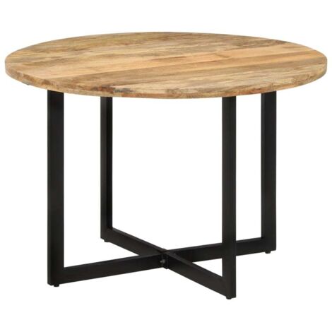 Mesa de comedor redonda de diseño industrial 110 x 75 cm madera de mango y hierro DEC036654