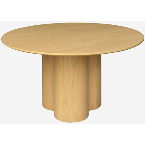 Mesa de comedor redonda de madera de hevea con 4 plazas, 130cm
