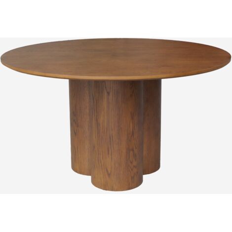 Mesa de comedor redonda de madera de hevea con 4 plazas, 130cm