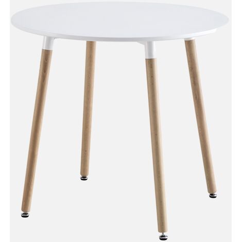 Mesa de comedor redonda de MDF y madera de haya, 80cm