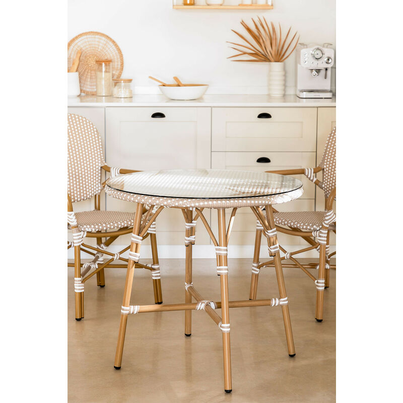 

Mesa de Comedor Redonda en Mimbre Sintético (Ø80 cm) Alisa SKLUM - Gris Topo Claro