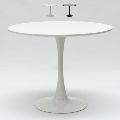 AHD AMAZING HOME DESIGN mesa de comedor redonda Goblet 80 cm negra y blanca Color: Blanco