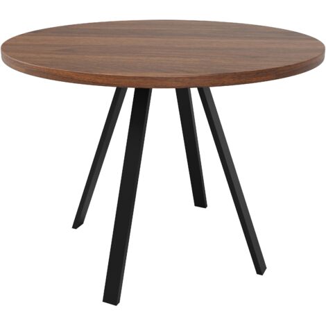 Mesa de comedor redonda moderna, mesa de centro redonda para 4 personas, escritorio de nogal y patas negras, ideal para salón, comedor, dormitorio y oficina (80 x 80 x 75 cm).