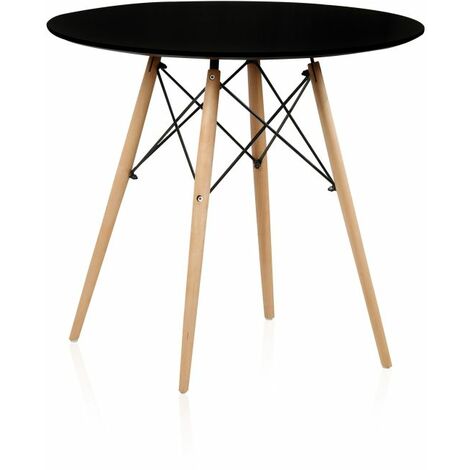 Mesa de comedor redonda Tower Negro 80cm (ancho) x 75cm (alto)