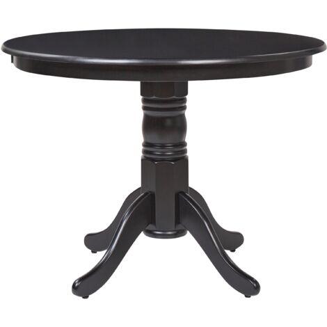Mesa de comedor redonda vintage con pedestal de madera negro 100 cm Akron