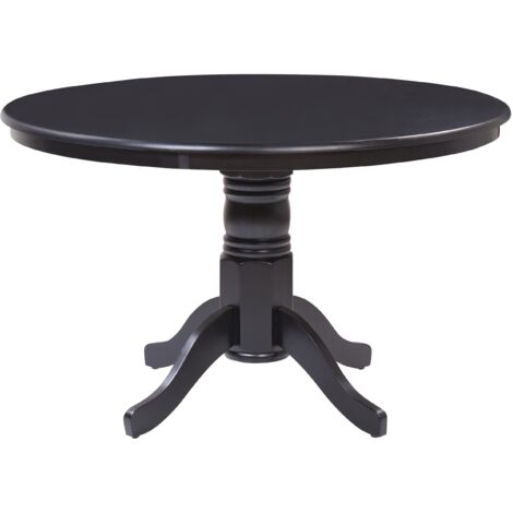 Mesa de comedor redonda vintage con pedestal de madera negro 120 cm Akron