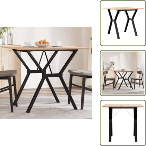 Mesa de comedor robusta - vidaXL Mesa de comedor marco Y madera maciza pino y acero 90x90x75 cm - Mesa de comedor con estructura en Y