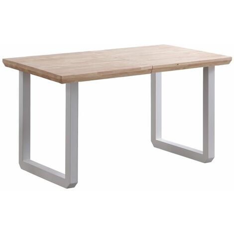 Mesa de comedor Roma extensible Roble - Blanco 77cm (ancho) x 80cm (alto)