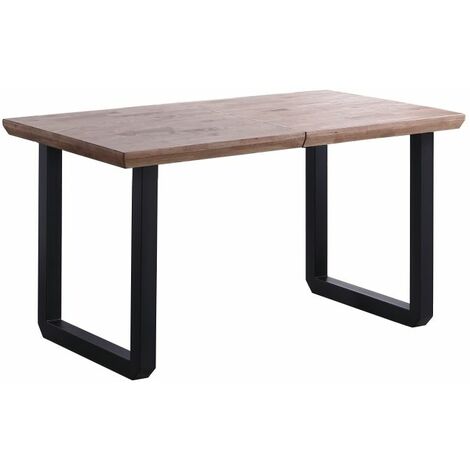 Mesa de comedor Roma extensible Roble Honey - Negro 77cm (ancho) x 80cm (alto)