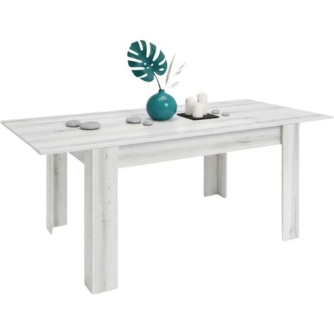 VENTAMUEBLESONLINE Mesa de Comedor Salón Extensible Bass Estilo Contemporáneo en Color Blanco Albo 140/200x90 cm