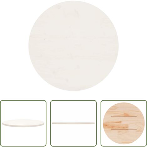 Mesa de comedor -  Superficie de mesa madera maciza de pino blanco Ø70x2,5 cm