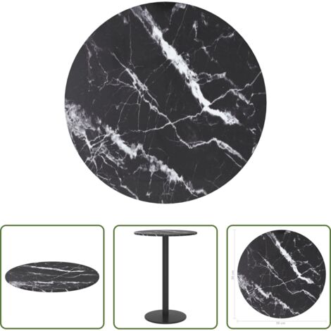 Mesa de comedor -  Tablero de mesa diseño mármol vidrio templado negro Ø30x0,8 cm