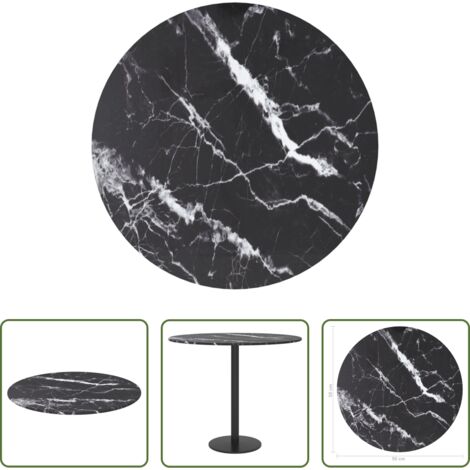 Mesa de comedor -  Tablero de mesa diseño mármol vidrio templado negro Ø50x0,8 cm