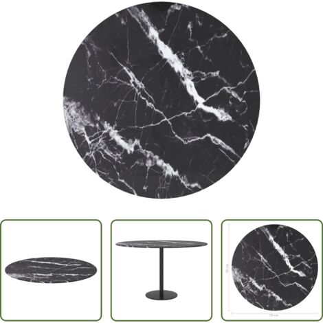 Mesa de comedor -  Tablero de mesa diseño mármol vidrio templado negro Ø70x0,8 cm