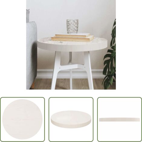 Mesa de comedor -  Tablero de mesa redondo madera maciza de pino blanco Ø40x3 cm