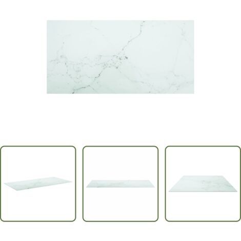 Mesa de comedor -  Tablero mesa diseño mármol vidrio templado blanco 100x50 cm 6mm
