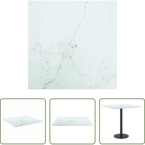 Mesa de comedor -  Tablero mesa diseño mármol vidrio templado blanco 40x40 cm 6 mm