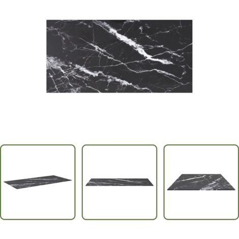 Mesa de comedor -  Tablero mesa diseño mármol vidrio templado negro 100x50 cm 6 mm