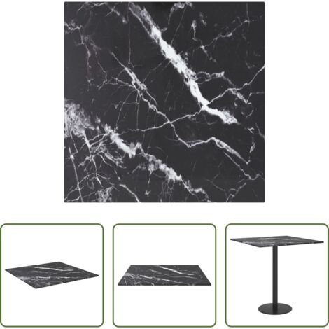 Mesa de comedor -  Tablero mesa diseño mármol vidrio templado negro 40x40 cm 6 mm