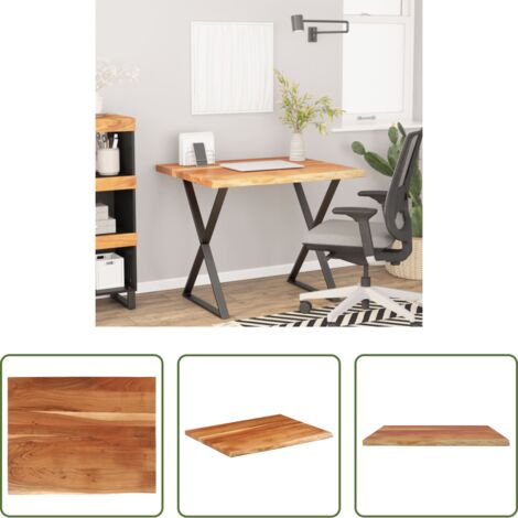 Mesa de comedor -  Tablero rectangular madera de acacia borde vivo 90x80x3,8 cm